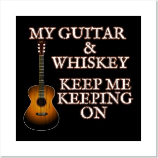 Acoustic Guitar Musician Gift MY GUITAR & WHISKEY Tshirt by ScottyGaaDo Posters and Art